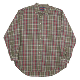 NAUTICA Mens Green & Red Checked Shirt XL Cotton Blend Button Down Casual