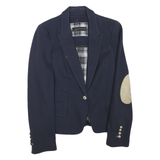 ZARA Womens Blue Button Blazer Jacket S Polyester Blend Plain Elegant Formal