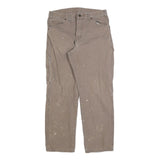 DICKIES Mens Jeans Brown Cotton Blend Regular Straight Zip W32 L30 Workwear