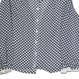 SOMMERMAN Womens Blue & White Polka Dot Shirt Long Sleeve Collared M Button Up