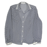 SOMMERMAN Womens Blue & White Polka Dot Shirt Long Sleeve Collared M Button Up