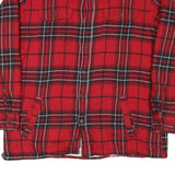 Mens Red & Black Plaid Cotton Blend Shirt L Button Front Casual Warm