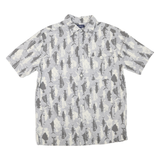 CROFT & BARROW Mens Grey & White Fish Print Shirt S Cotton Blend Casual Summer