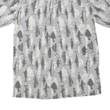 CROFT & BARROW Mens Grey & White Fish Print Shirt S Cotton Blend Casual Summer
