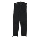 LEVI'S Womens Black Slim Skinny Denim Dark W28 L27 Raw Edge Ripped Jeans