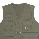 Mens Green Utility Zip Front Polyester Blend Jacket XL Multi Pocket Outdoor