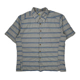 Mountain Hard Wear Striped Short Sleeve Shirt - Large Gray Cotton