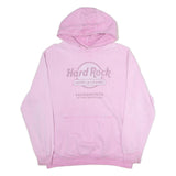 HARD ROCK CAFE Womens Pink Hoodie L Cotton Pullover Sacramento Print Casual