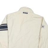 Mens Cream Navy Stripe Zip Jacket L Polyester Blend Outdoor Casual Stylish