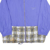 REEBOK Mens Blue Printed Trim Jacket M Polyester Zip Athletic Sportswear