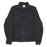 PEPE JEANS Mens Black Cotton Blend Button Jacket M Plain Casual Outerwear