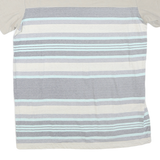 LEVI'S Mens Beige & Blue Stripe T-Shirt L Short Sleeve Crew Neck Casual Cotton