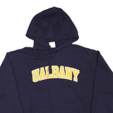 CHAMPION Mens Navy Blue UAlbany Pullover Hoodie L Cotton Blend Casual