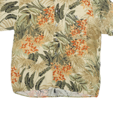 MUSING WEAR Mens Beige & Green Floral Rayon Shirt S Summer Casual Tropical Print