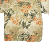 MUSING WEAR Mens Beige & Green Floral Rayon Shirt S Summer Casual Tropical Print