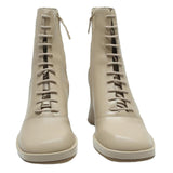 CHARLES & KEITH Womens Lace-Up Ankle Boots Beige Leather UK 2 Stylish