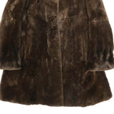 Womens Brown Synthetic Faux Fur Button Jacket L Plush Warm Winter