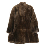 Womens Brown Synthetic Faux Fur Button Jacket L Plush Warm Winter