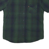 LEVI'S Mens Green & Navy Plaid Shirt XL Cotton Blend Casual Button Up Pocket