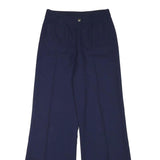 Womens Polyester Navy Relaxed Wide-Leg Trousers W26 L31 Zip Closure