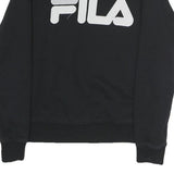 FILA Mens Black Sweatshirt Crew Neck S Logo Printed Cotton Blend Pullover