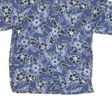 STRAIGHT DOWN Mens Blue Floral Rayon Shirt XL Lightweight Summer Casual