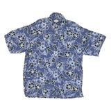 STRAIGHT DOWN Mens Blue Floral Rayon Shirt XL Lightweight Summer Casual