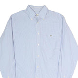 LACOSTE Mens Blue & White Button-Down Collar Cotton Blend Shirt M Classic Formal
