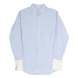LACOSTE Mens Blue & White Button-Down Collar Cotton Blend Shirt M Classic Formal