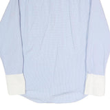LACOSTE Mens Blue & White Button-Down Collar Cotton Blend Shirt M Classic Formal