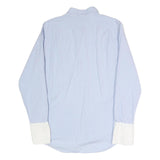 LACOSTE Mens Blue & White Button-Down Collar Cotton Blend Shirt M Classic Formal
