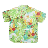 DR BEACH Mens Green Cotton Blend XL Tropical Print Shirt Short Sleeve Beachwear