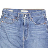 LEVI'S Womens Blue Denim Mini Cotton Blend Skirt Size S Frayed Hem