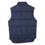 WOOLRICH Mens Blue Quilted Vest S Polyester Blend Puffer Button Closure Casual