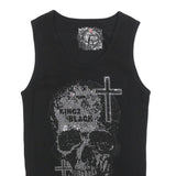 KINGZ BLACK Womens Black Skull Graphic Cotton Blend Vest L Sleeveless Casual