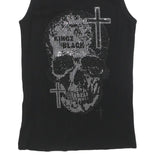 KINGZ BLACK Womens Black Skull Graphic Cotton Blend Vest L Sleeveless Casual