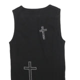 KINGZ BLACK Womens Black Skull Graphic Cotton Blend Vest L Sleeveless Casual