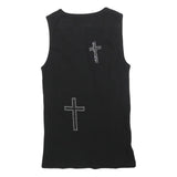 KINGZ BLACK Womens Black Skull Graphic Cotton Blend Vest L Sleeveless Casual