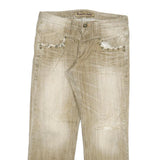 BANDYBUL Mens Jeans Beige Regular Straight Denim Light W35 L29 Cotton Blend Zip