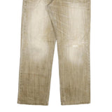 BANDYBUL Mens Jeans Beige Regular Straight Denim Light W35 L29 Cotton Blend Zip