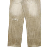 BANDYBUL Mens Jeans Beige Regular Straight Denim Light W35 L29 Cotton Blend Zip