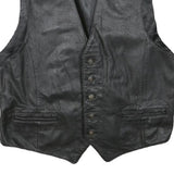 Mens Black Jacket Waistcoat M Polyester Blend Button Plain Stylish Classic