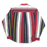 BRETT Mens Red & Navy Stripe Cotton Shirt XL Casual Long Sleeve Pocket Button