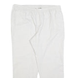 Womens Relaxed Fit White Linen Blend Trousers W38 L28 Comfortable Casual Elastic