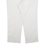 Womens Relaxed Fit White Linen Blend Trousers W38 L28 Comfortable Casual Elastic