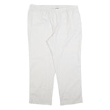 Womens Relaxed Fit White Linen Blend Trousers W38 L28 Comfortable Casual Elastic