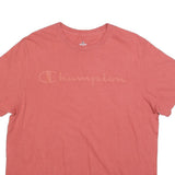 CHAMPION Mens Red Jersey L Short Sleeve Crew Neck Logo T-Shirt Casual