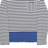 TOMMY HILFIGER Womens Navy & White Striped Plain Crew Neck Basic Knit Jumper L