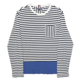 TOMMY HILFIGER Womens Navy & White Striped Plain Crew Neck Basic Knit Jumper L