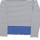 TOMMY HILFIGER Womens Navy & White Striped Plain Crew Neck Basic Knit Jumper L